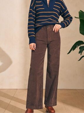 Faherty Stretch Cord Wide Leg Pant Chocolate Brown Size 27